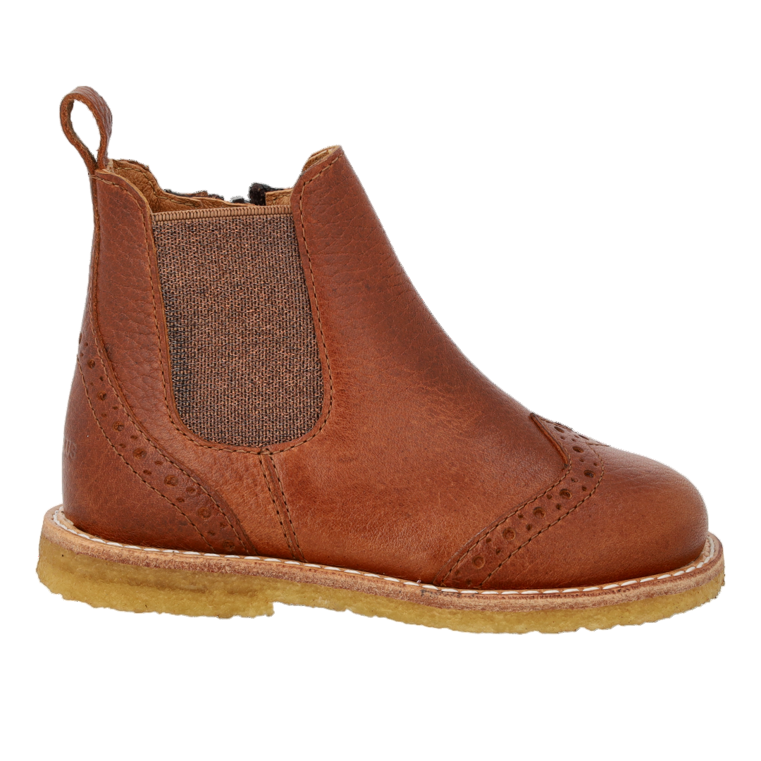 Angulus Chelsea boot brogue bruin glitter (maat 20-25)