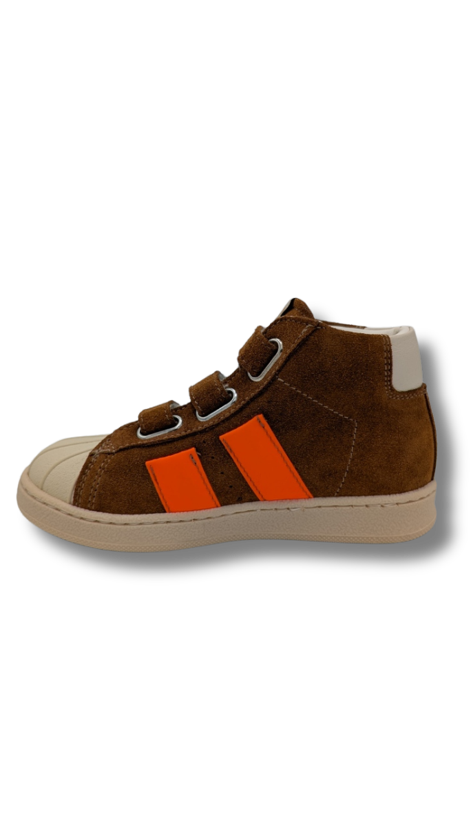 Ocra basketter cognac / fluo oranje (maat 25-34)