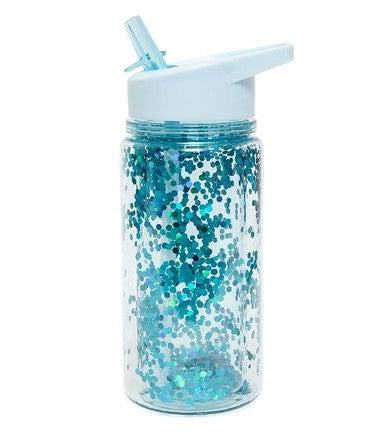 Petit Monkey Drinkfles glitter dusty aqua