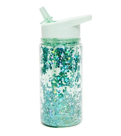 Petit Monkey Drinkfles glitter green lily