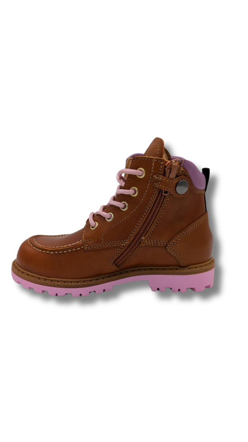 Rondinella Bottine cognac roze/paars (maat 28-35)