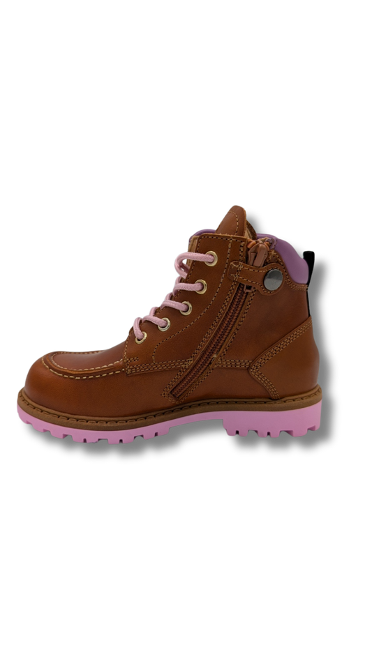 Rondinella Bottine cognac roze/paars (maat 28-35)