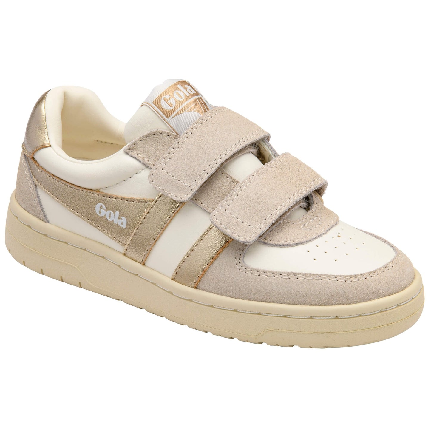 Gola Children's Hawk mirror strap trainer off-white gold