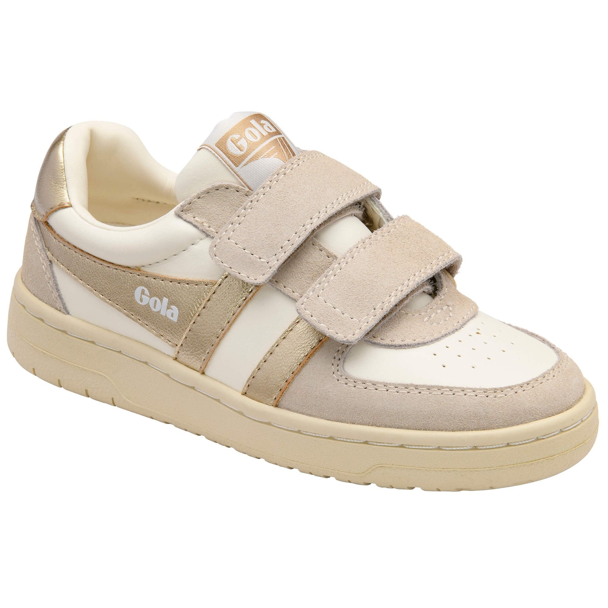 Gola Children's Hawk mirror strap trainer off-white gold