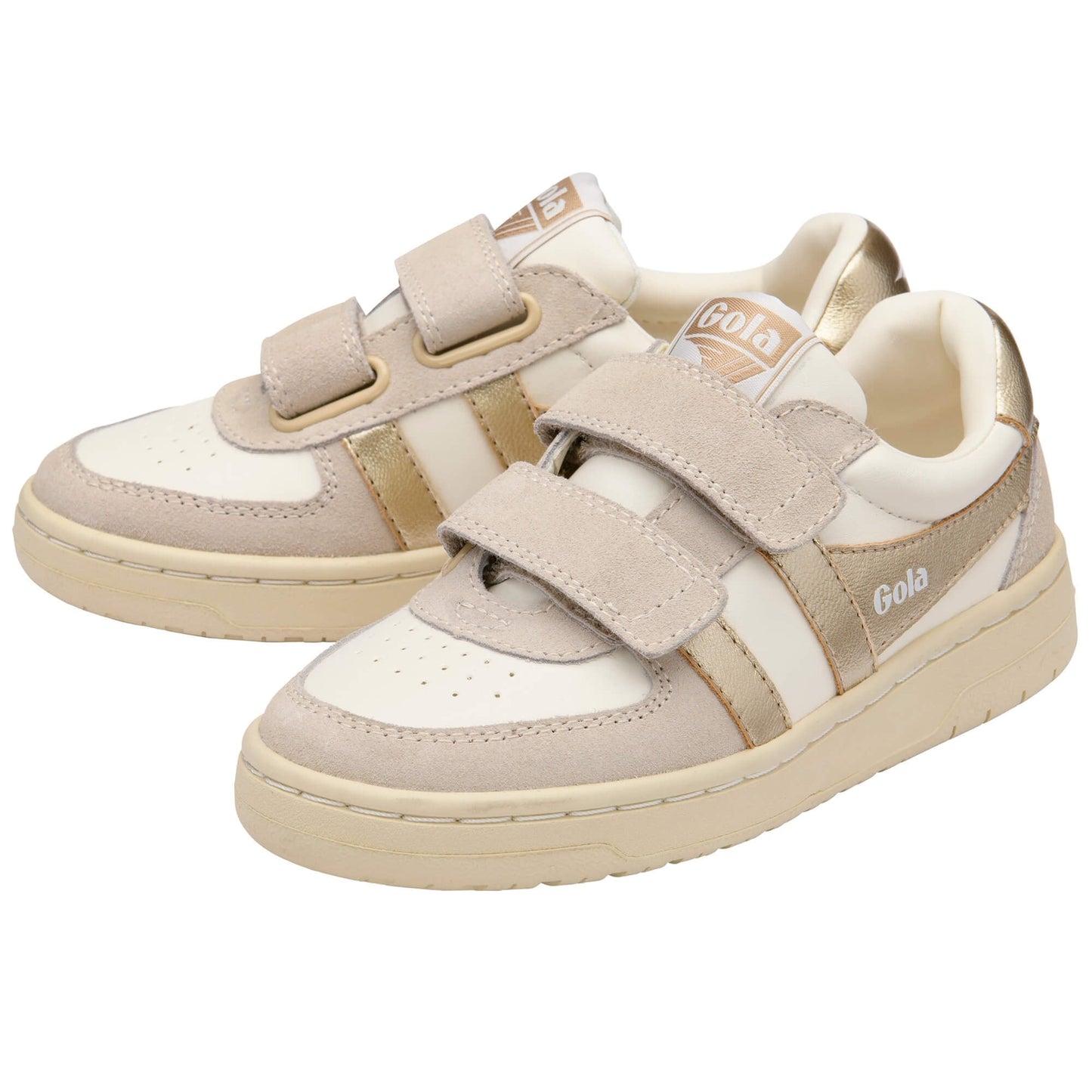 Gola Children's Hawk mirror strap trainer off-white gold
