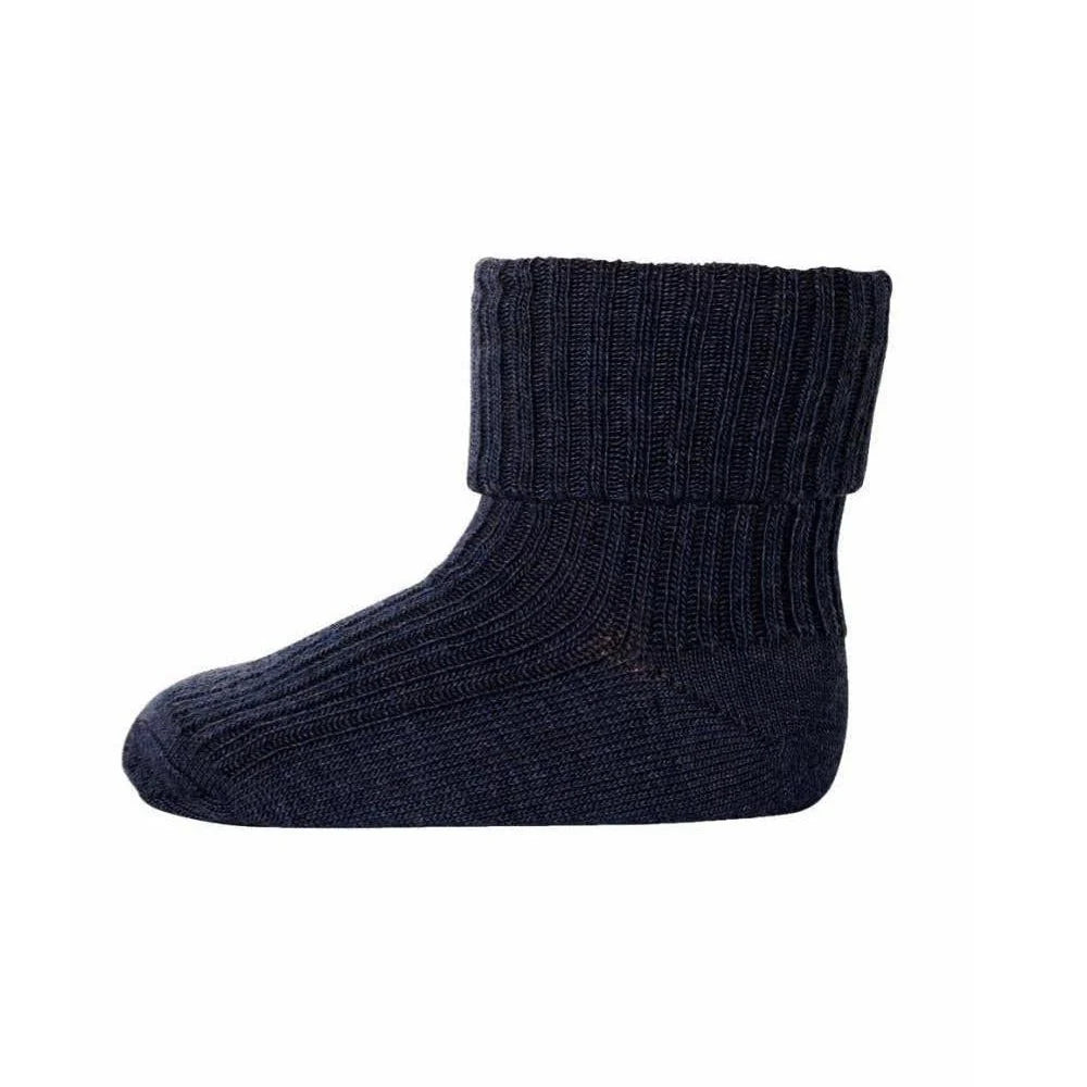 MP Denmark Wool rib baby socks dark denim melange 498